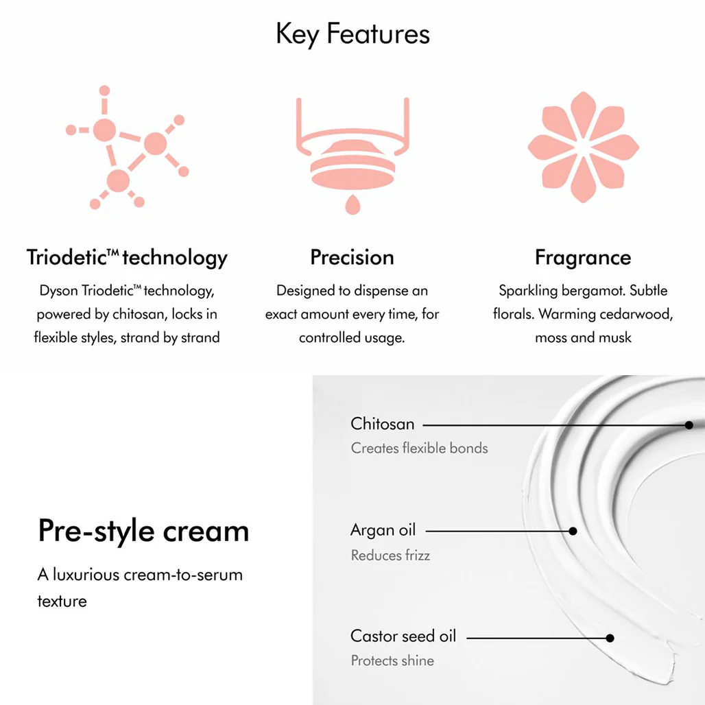 Dyson Chitosan Pre-style Cream - Straight to Wavy Rich Conditioning - 100ml - Image 4
