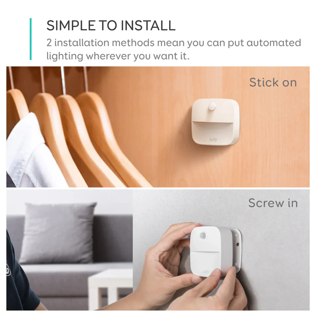 Eufy Lumi Stick-On Motion Sensor Night Light – Battery-Powered LED with Auto Illumination for Hallways, Bedrooms, and Stairs - Image 3