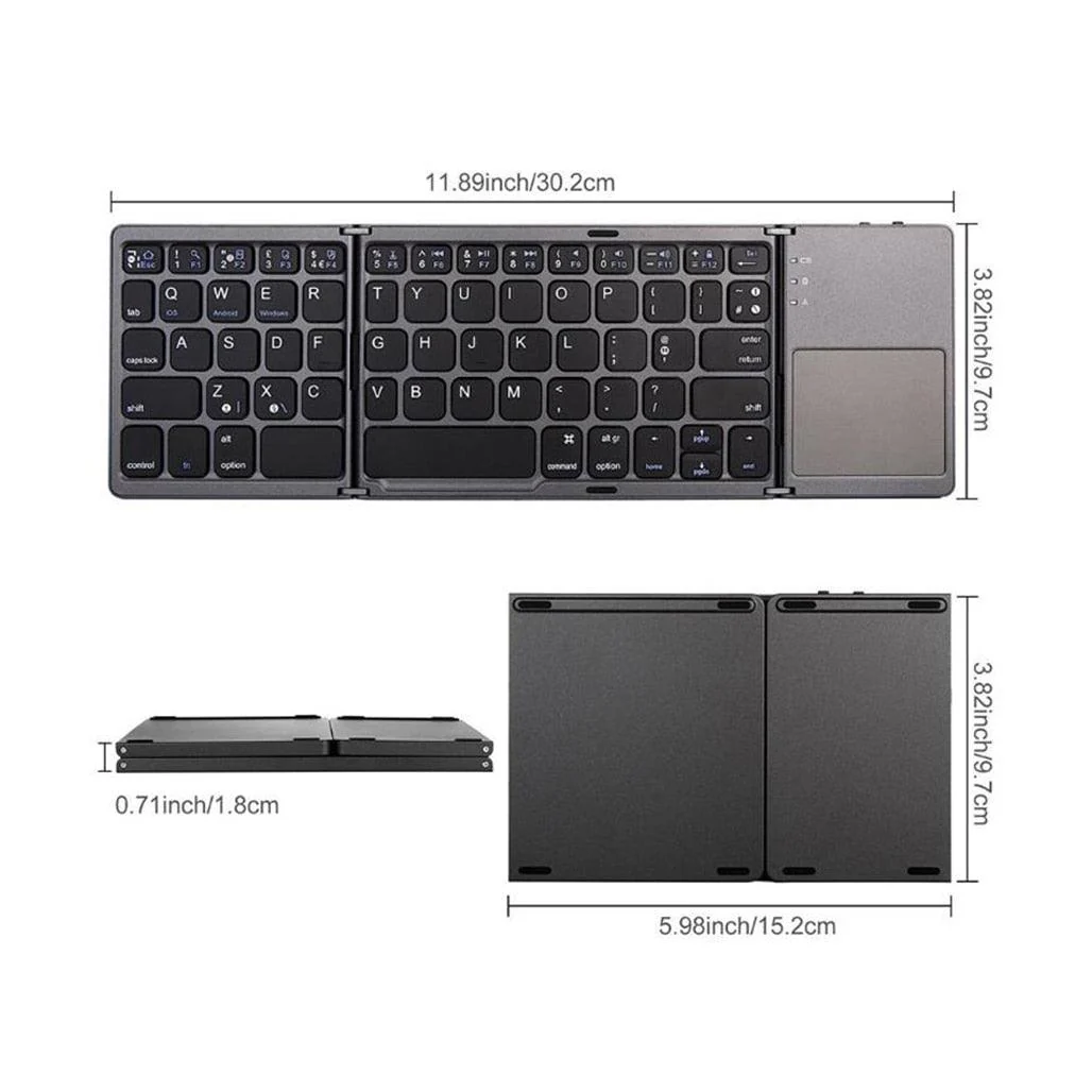 Foldable Wireless Keyboard with Touch Pad - B033 - Image 3
