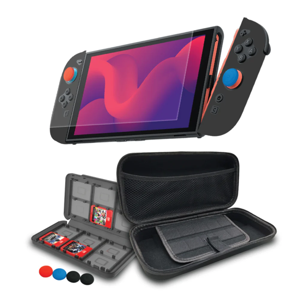 GamerTek 9-in-1 Nintendo Switch 2 Starter Kit – Travel Case, Game Card Holder, Screen Protector & Accessories