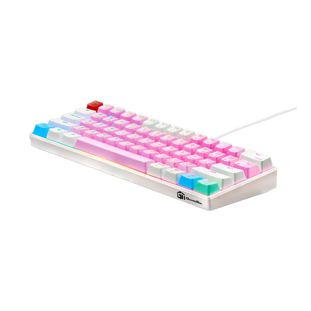 GamerTek GK60 Mini Gaming Keyboard - Cotton Candy | Mechanical RGB Compact Keyboard with Outemu Red Switches - Image 2