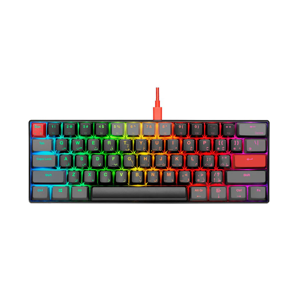 GamerTek GK60 Mini Gaming Keyboard - Late Night | Compact Mechanical RGB Keyboard with Outemu Red Switches
