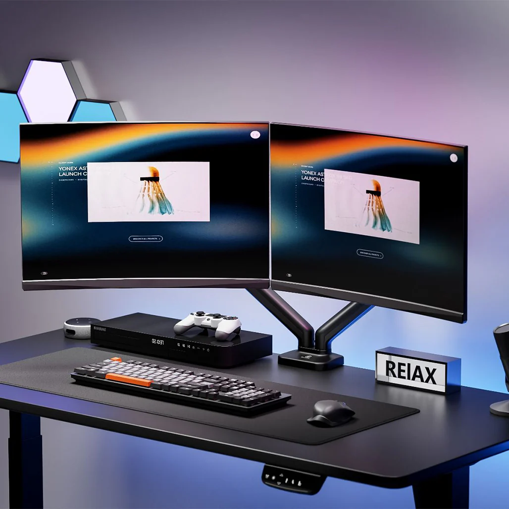 GamerTek Pivot Core Single/Dual Monitor Arm – Black - Image 27
