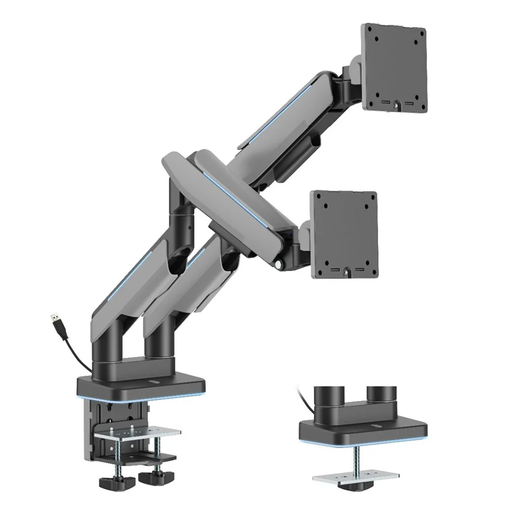 GamerTek Pivot Dual RGB Monitor Arm – Black