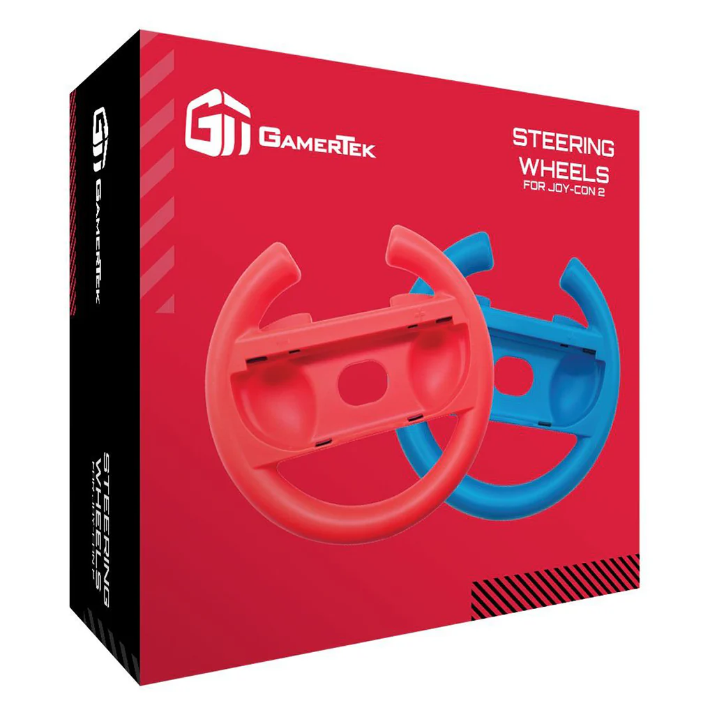 GamerTek Racing Steering Wheel 2-Pack for Nintendo Switch 2 – Red & Blue Joy-Con Controllers Compatible - Image 2