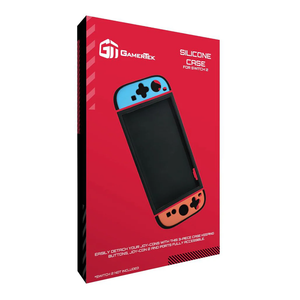 GamerTek Protective Silicone Case for Nintendo Switch 2 – Blue & Red Grip Cover - Image 2