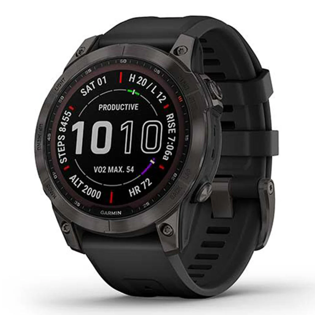 Garmin FĒNIX 7 Sapphire Solar - Carbon Grey Titanium With Black Band