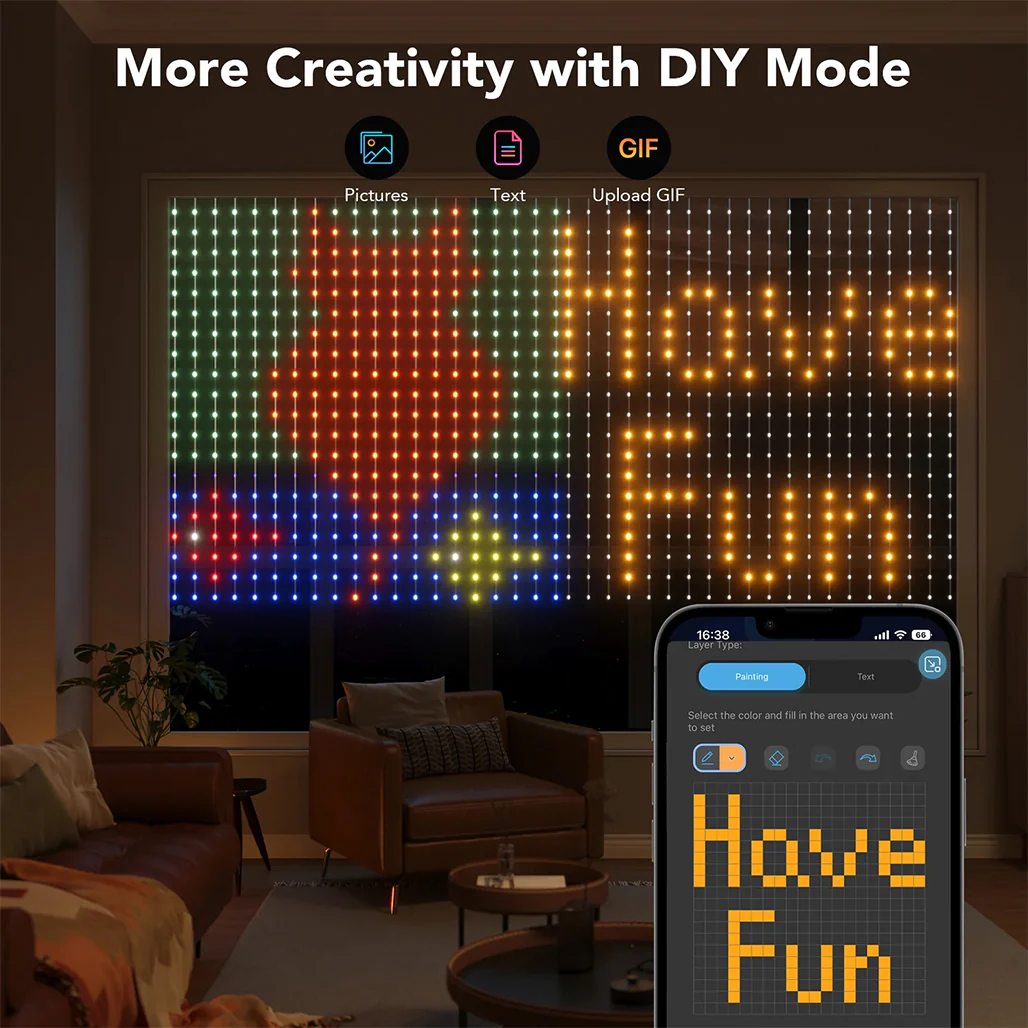Govee Curtain Light Netflix Edition (1.5m x 1.5m) – Smart RGBIC LED Curtain Lights with Wi-Fi & Bluetooth - Image 6