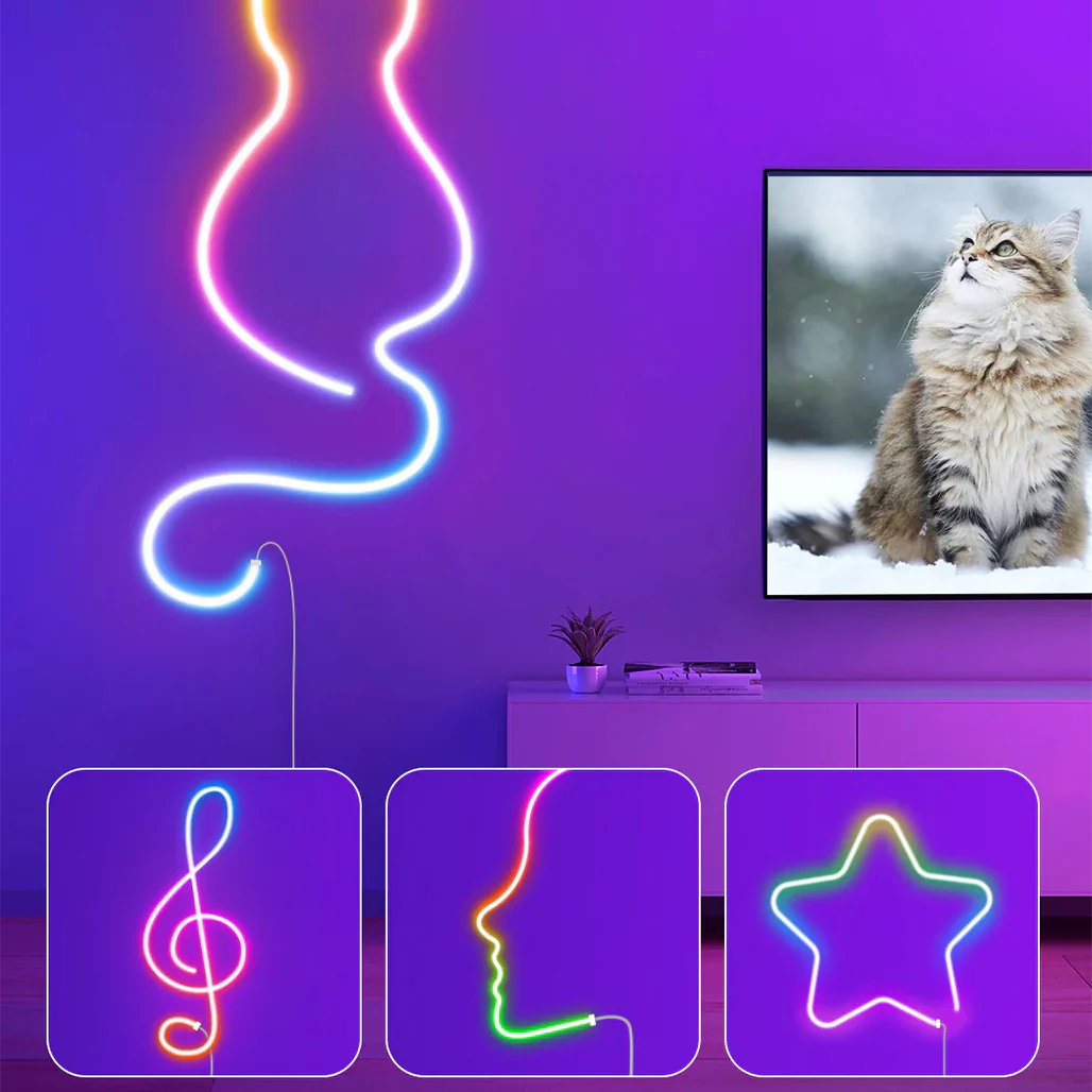 Govee Neon Rope Light H61A2 (16.4FT) – Smart RGBIC LED Strip for Creative Lighting - Image 3