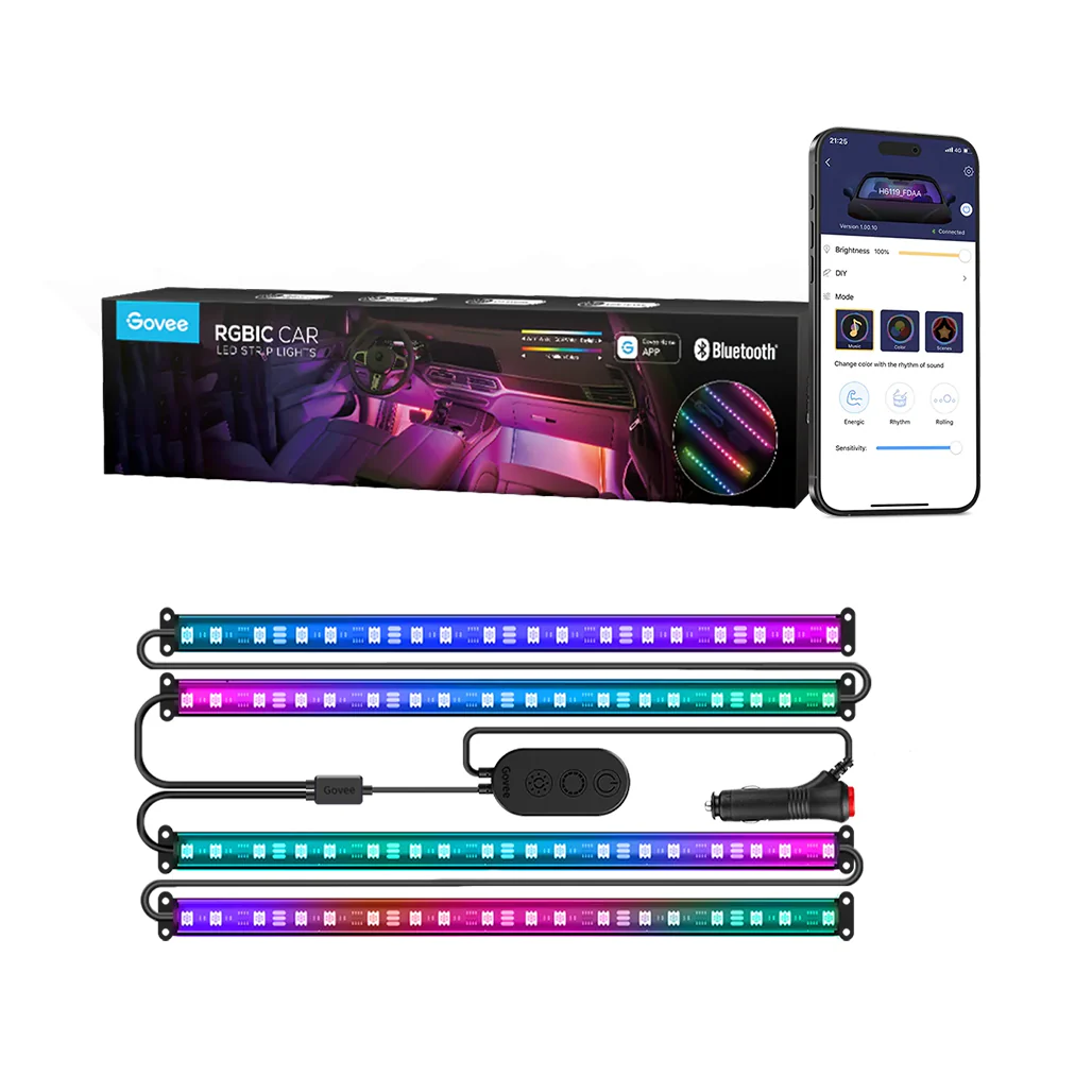 Govee RGBIC LED Interior Car Lights – Smart App-Controlled Ambient Lighting with Music Sync