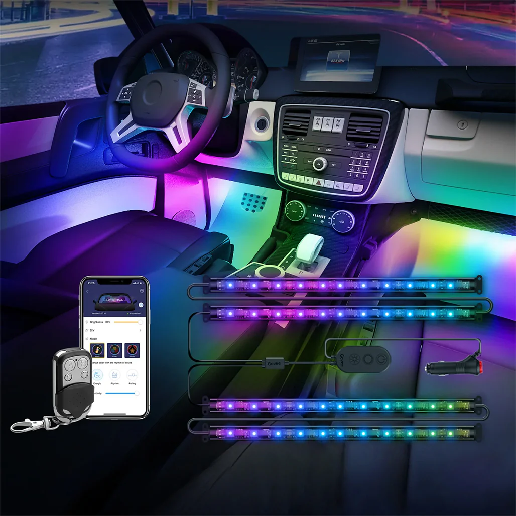 Govee RGBIC LED Interior Car Lights – Smart App-Controlled Ambient Lighting with Music Sync - Image 2