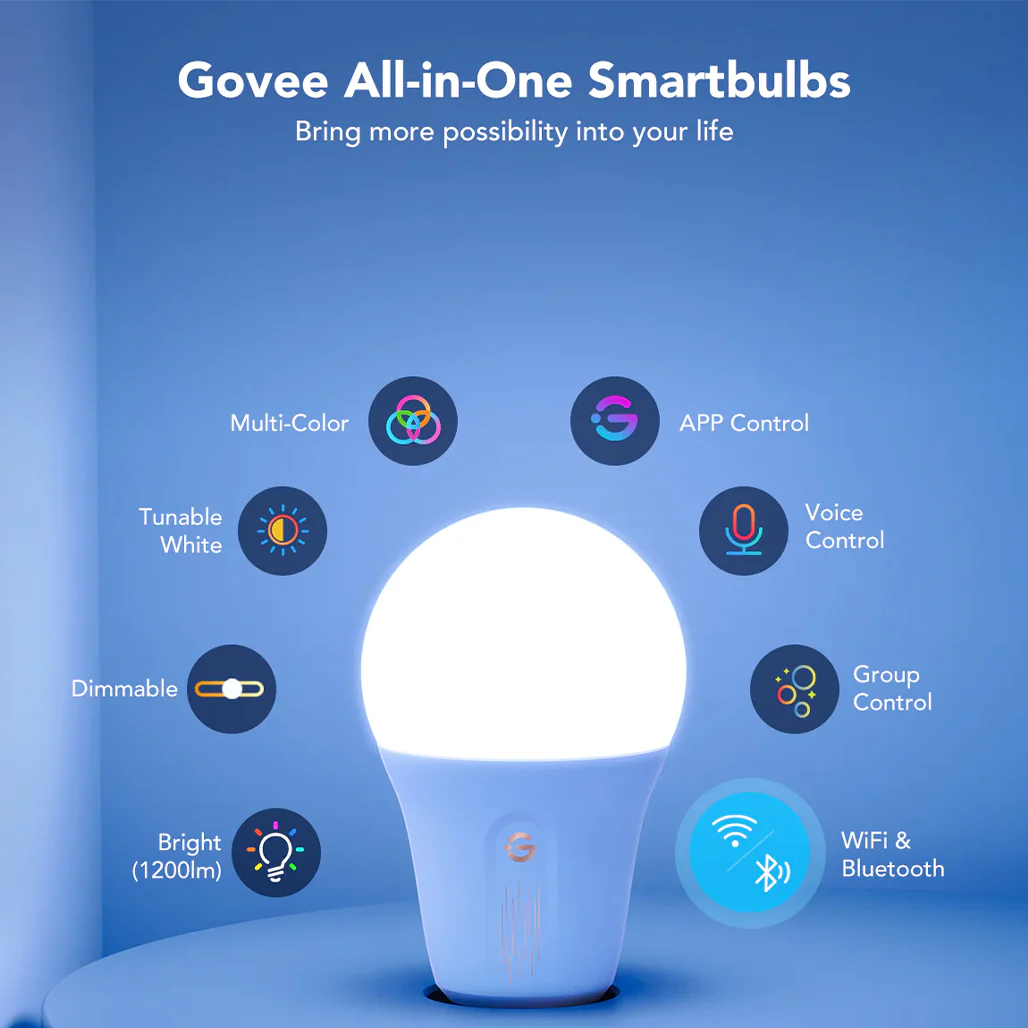 Govee Smart RGBWW Light Bulbs 1200 Lumens - H6009 - Image 2
