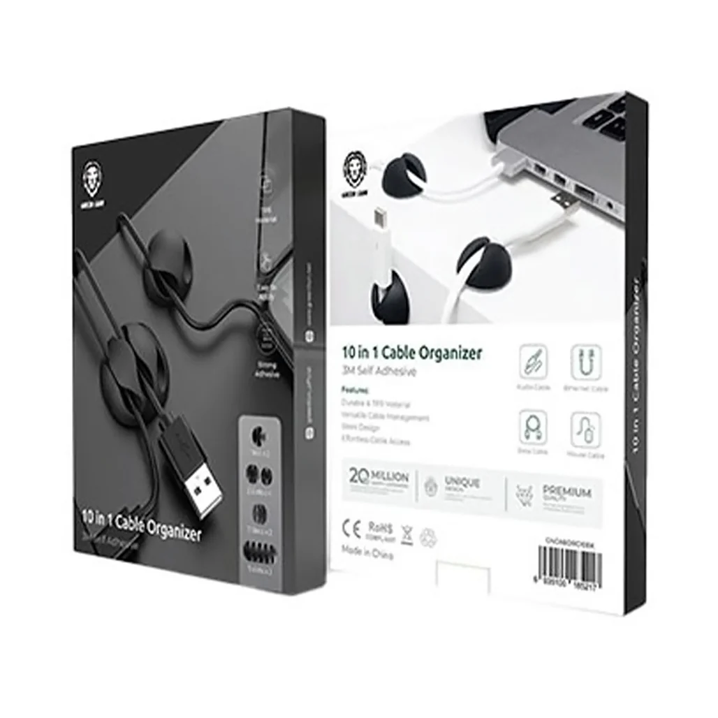 Green Lion 10-in-1 Cable Organizer – Black | Tidy & Durable Desk Solution - Image 4