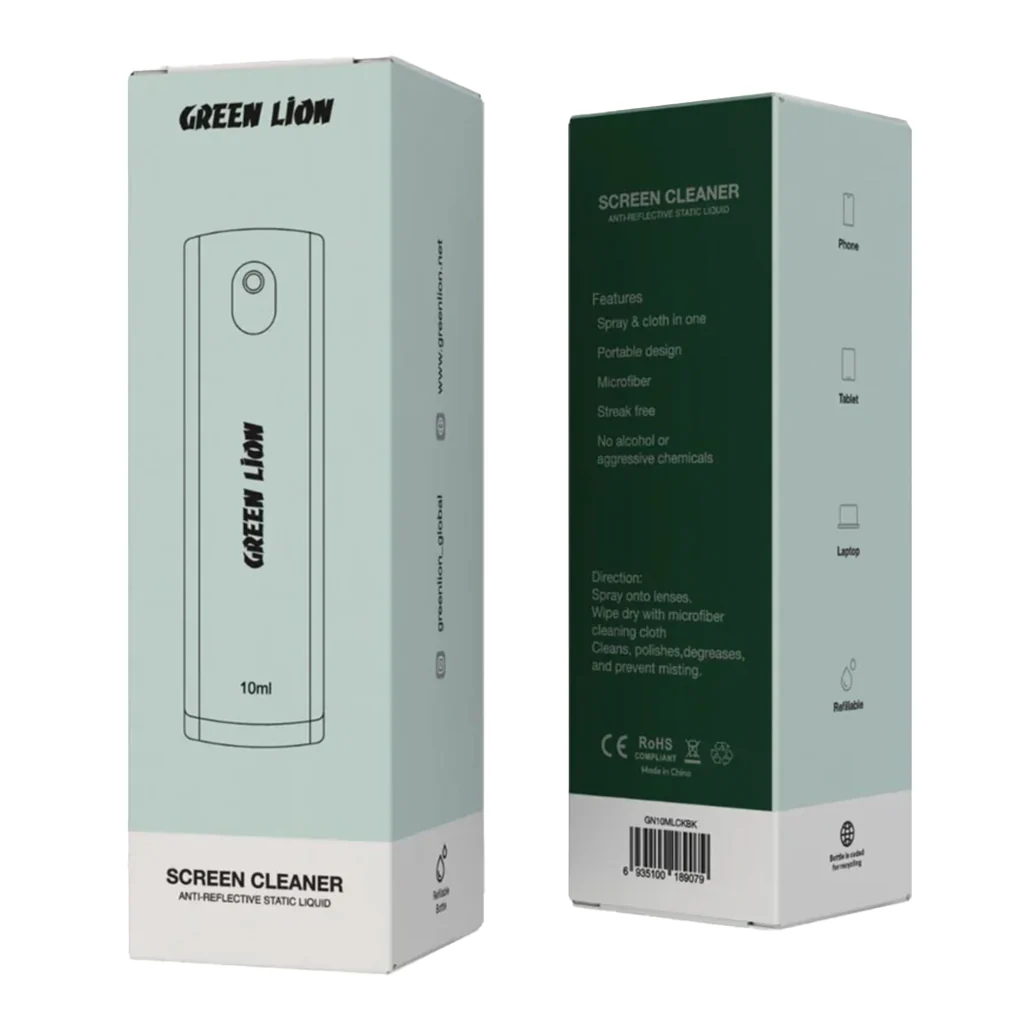 Green Lion 10 ML Anti-Reflective Screen Cleaner with Microfiber Cloth - Streak-Free Portable Design