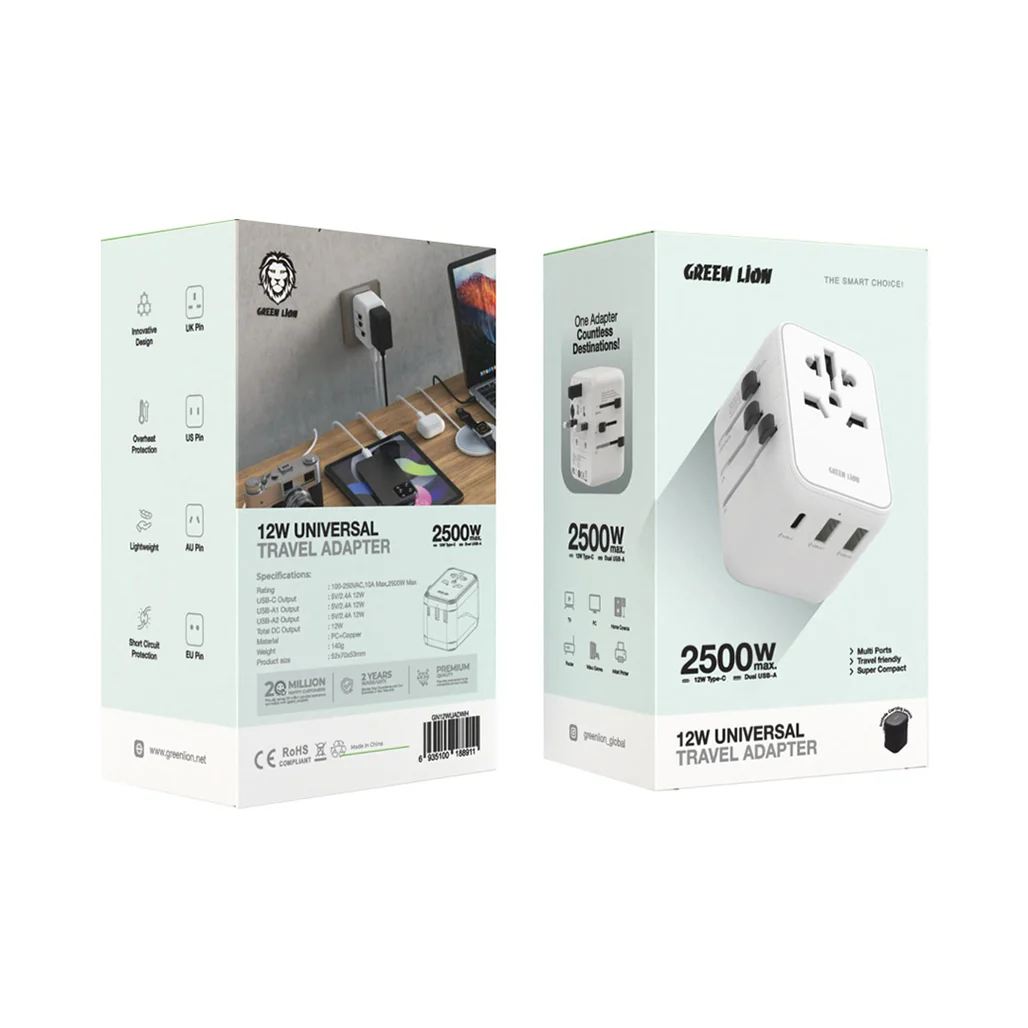 Green Lion 12W Universal Travel Adapter - Image 3