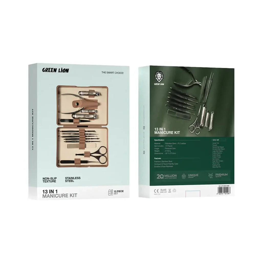 Green Lion 13 in 1 Manicure Kit - Brown - Image 2