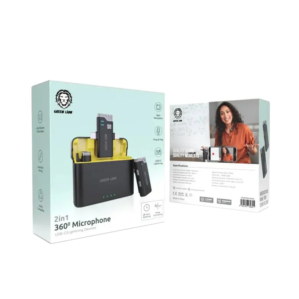 Green Lion 2-in-1 360° Microphone - Black | GN2IN1MIC360D - Image 2
