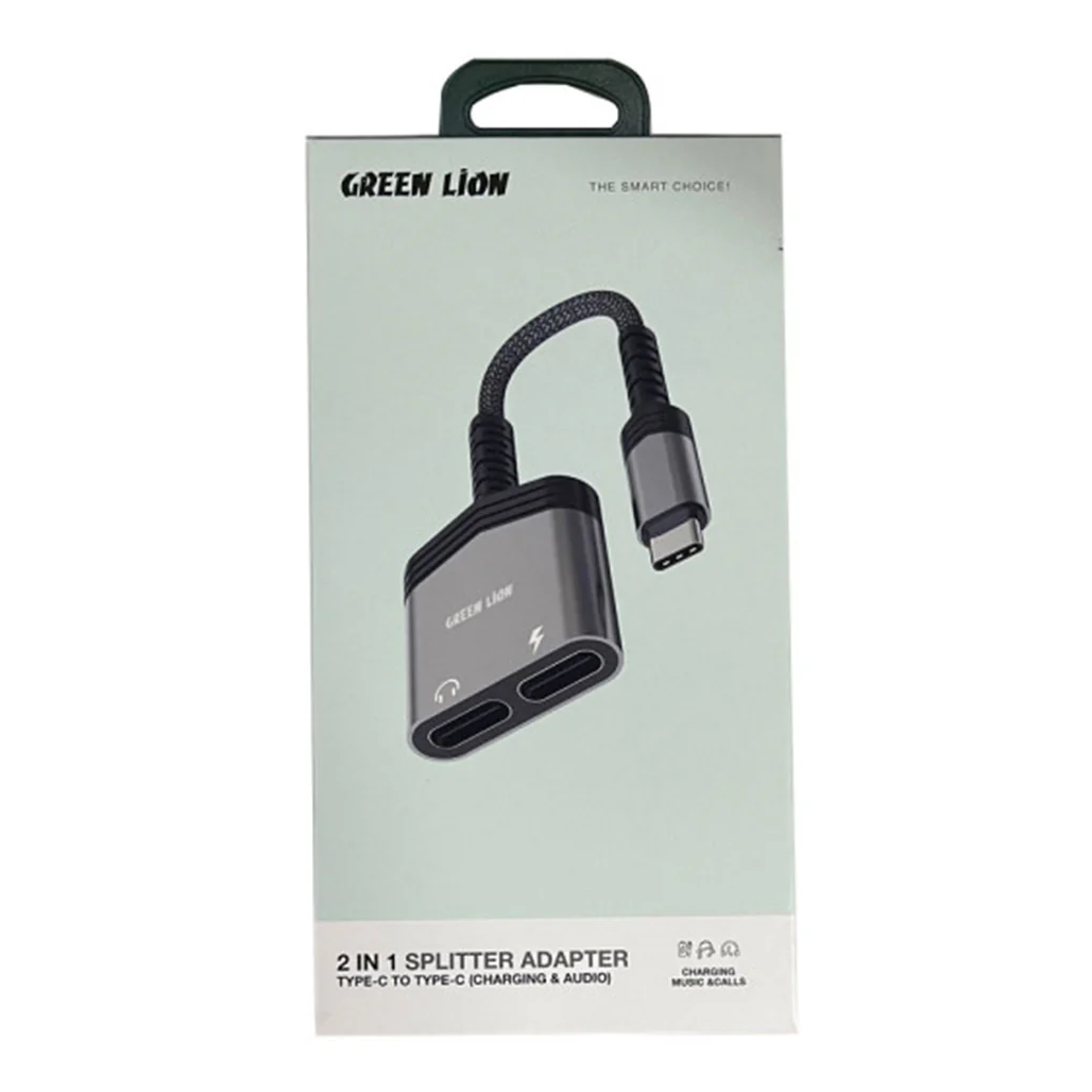 Green Lion 2 in 1 Type-C Splitter Adapter - Dual Type-C Ports for Fast Charging & High-Quality Audio - Image 2