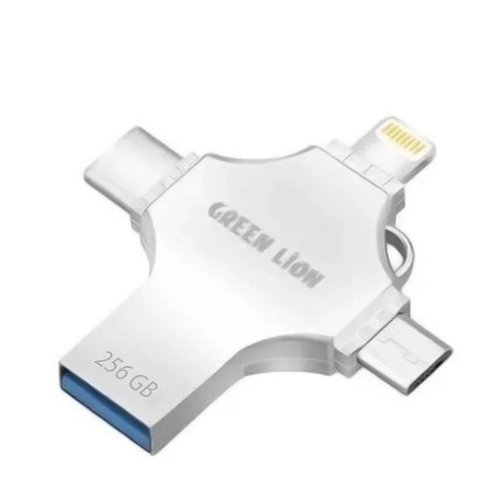 Green Lion 4-in-1 USB Flash Drive 256GB - Silver | GN4IN1USB256SL - Image 2