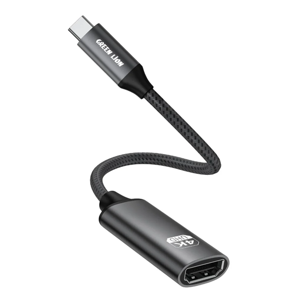 Green Lion 4K USB-C to HDMI Adapter Cable – Ultra-High Definition Connectivity, 20cm (Black)
