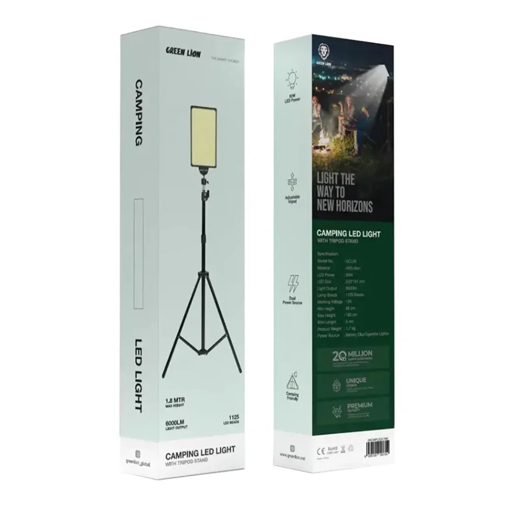 Green Lion 50W Camping LED Light with Adjustable Tripod Stand – Portable Outdoor Illumination - Image 2