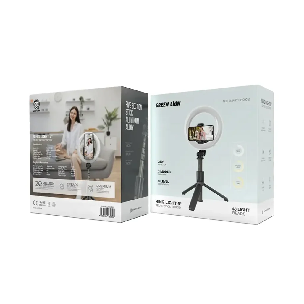 Green Lion 6" Ring Light Selfie Stick with Bluetooth Remote – Portable Tripod & Adjustable Lighting - Image 2