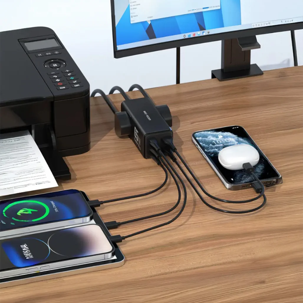 Green Lion 7-in-1 GaN 65W USB-C Power Strip with AC Outlets – Fast Charging Extension Hub (Black) - Image 3