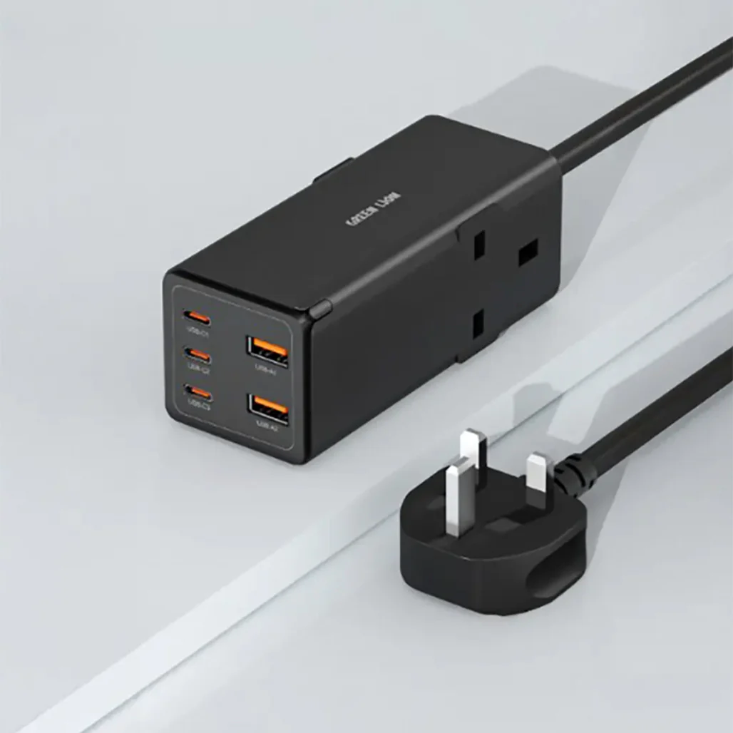 Green Lion 7-in-1 GaN 65W USB-C Power Strip with AC Outlets – Fast Charging Extension Hub (Black) - Image 4