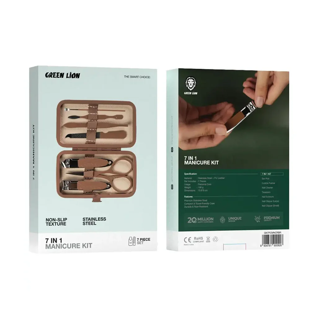 Green Lion 7 in 1 Manicure Kit - Brown - Image 2