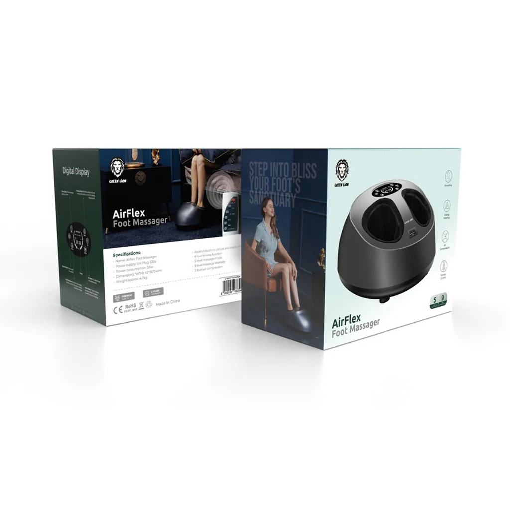 Green Lion AirFlex Foot Massager 50W - Black | Adjustable Intensity, Remote Control, and Air Compression - Image 2
