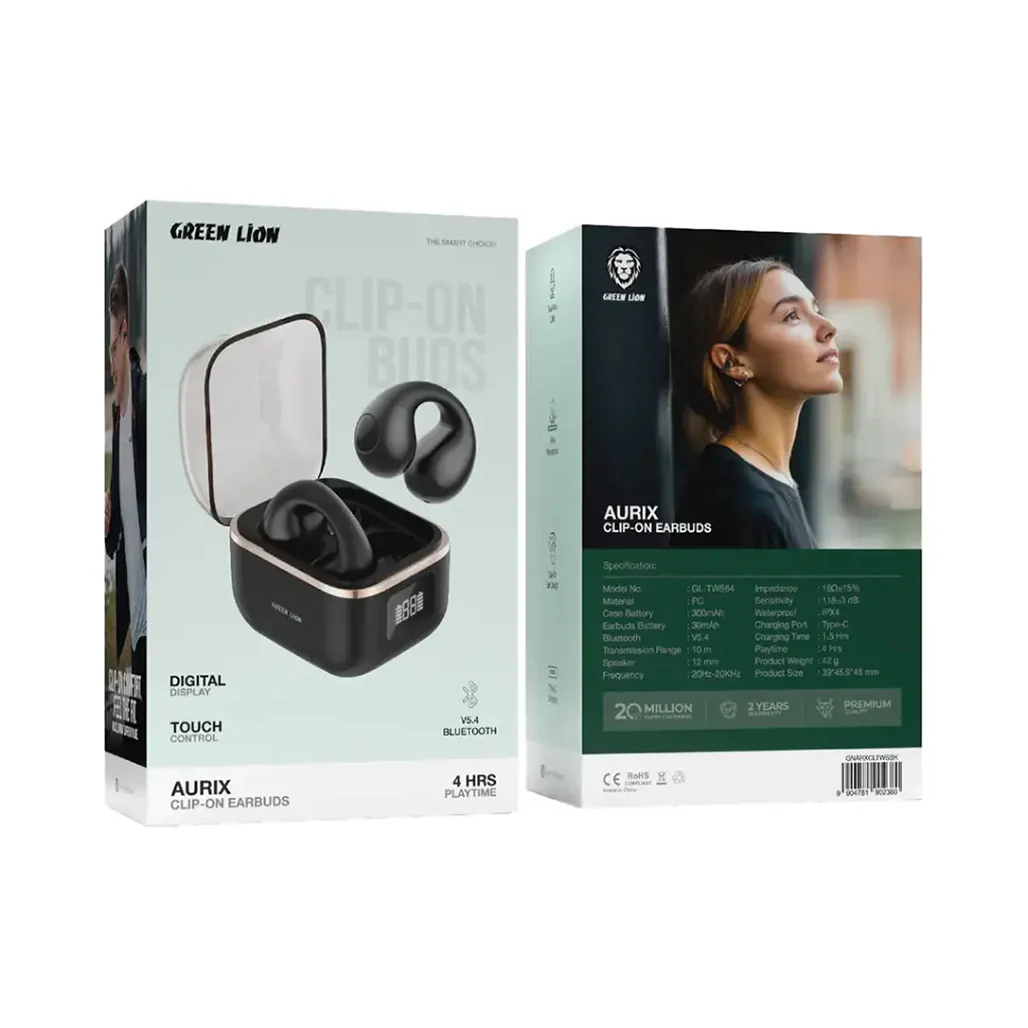 Green Lion Aurix Clip-On Bluetooth Earbuds - Image 3