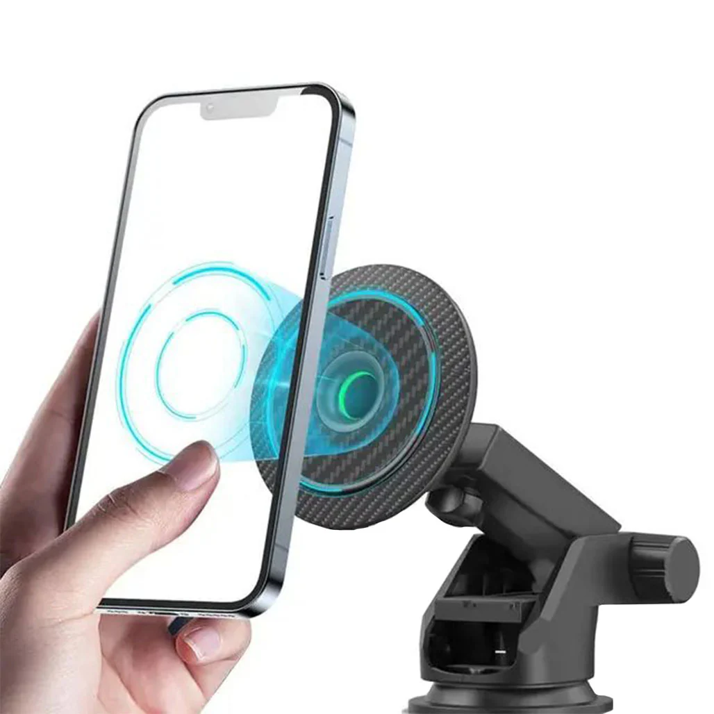 Green Lion Carbon Fiber Magnetic Wireless Car Charger 15W - Image 2