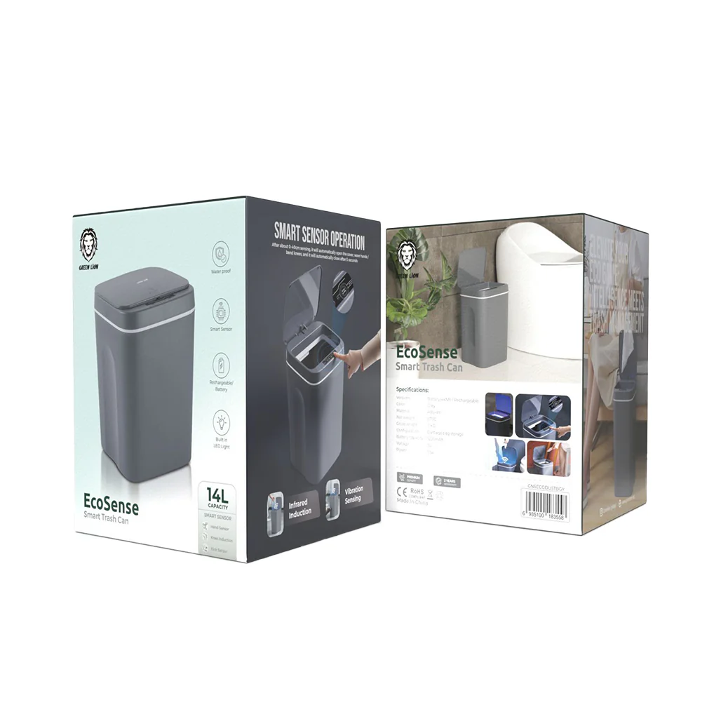 Green Lion Ecosense Smart Trash Can with Smart Sensors - 14L - Grey - Image 2