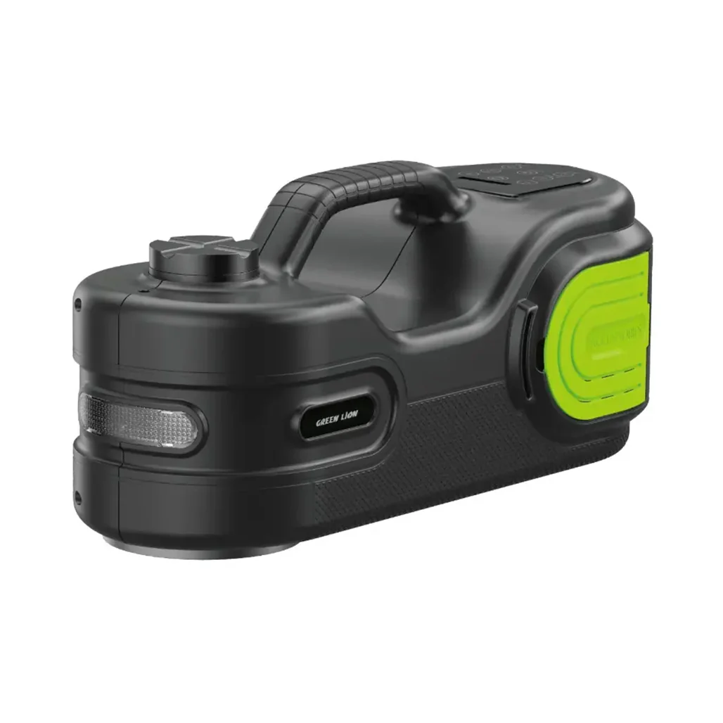 Green Lion Electric Car Jack Kit with Built-In LED Light – 5-Ton Capacity, High-Performance Air Pump & Wrench – Black - Image 2