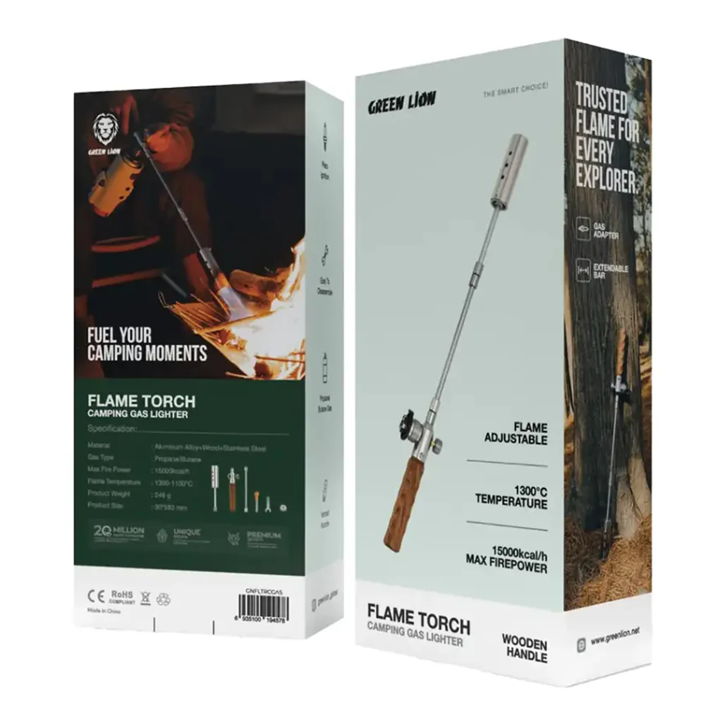 Green Lion Flame Torch Camping Gas Lighter – Durable and Adjustable Outdoor Tool - Image 2