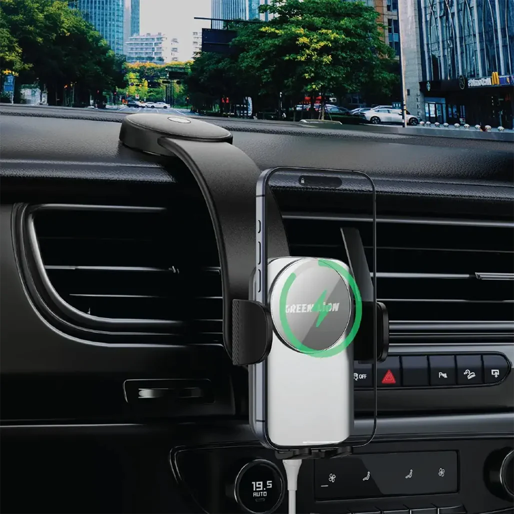 Green Lion Flex Charge Pro Phone Holder – Black, MagSafe Compatible, 15W Wireless Charging, 360° Rotation - Image 3
