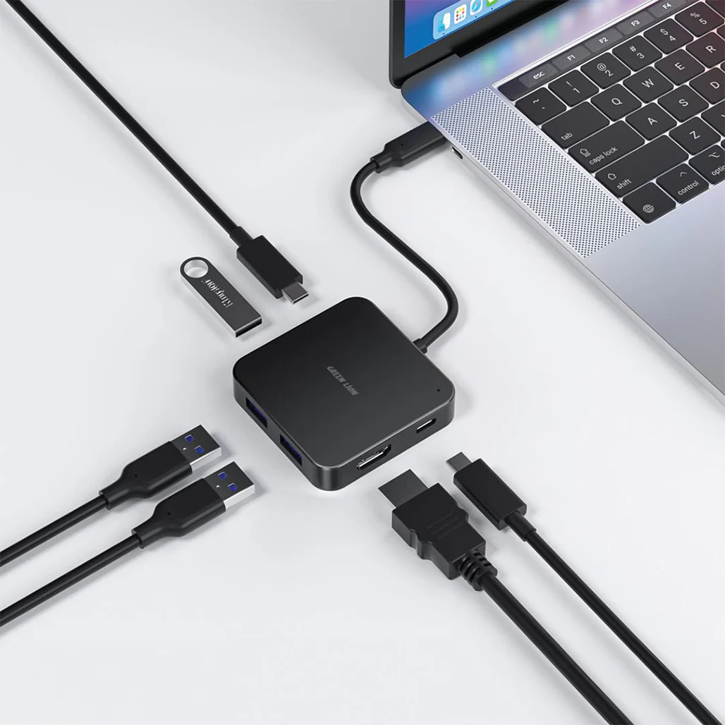 Green Lion GHB-7 7-in-1 USB-C Hub - High-Speed Data Transfer, 4K HDMI, 100W Power Delivery, Black - Image 3