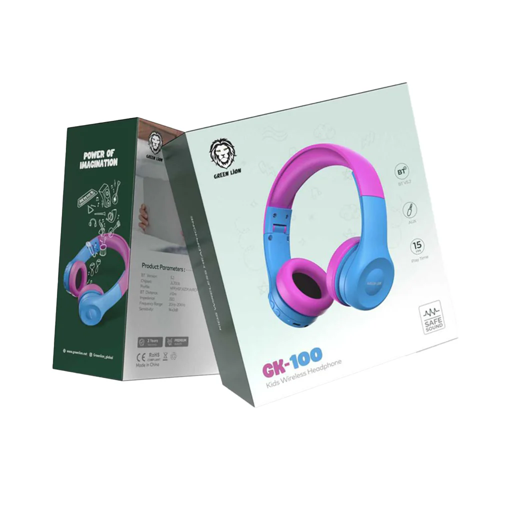 Green Lion Gk-100 Kid Headphone - Blue/Pink - Image 2