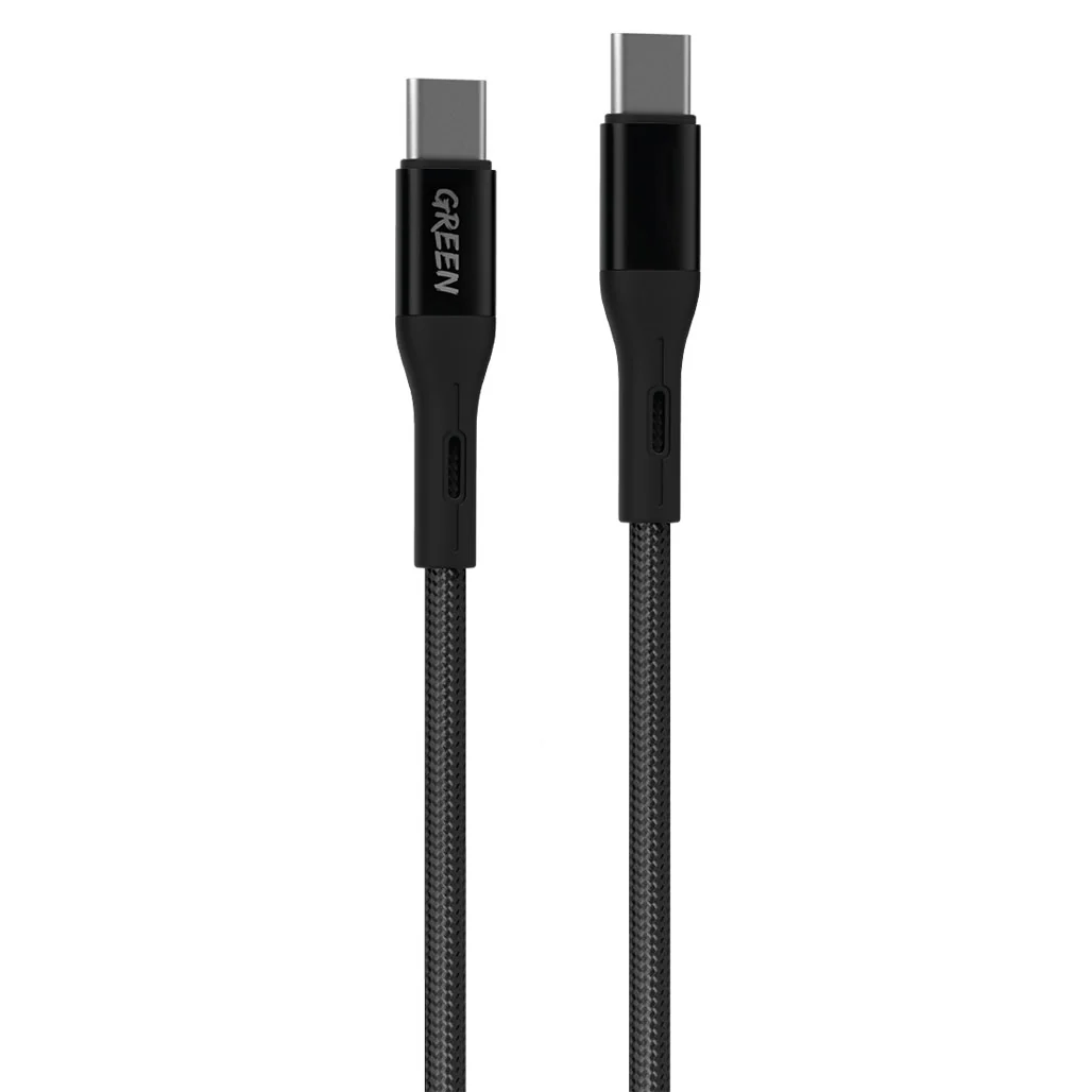 Green Lion GNBCTCTBK Braided Type-C to Type-C Cable 1.2m 2A - Black