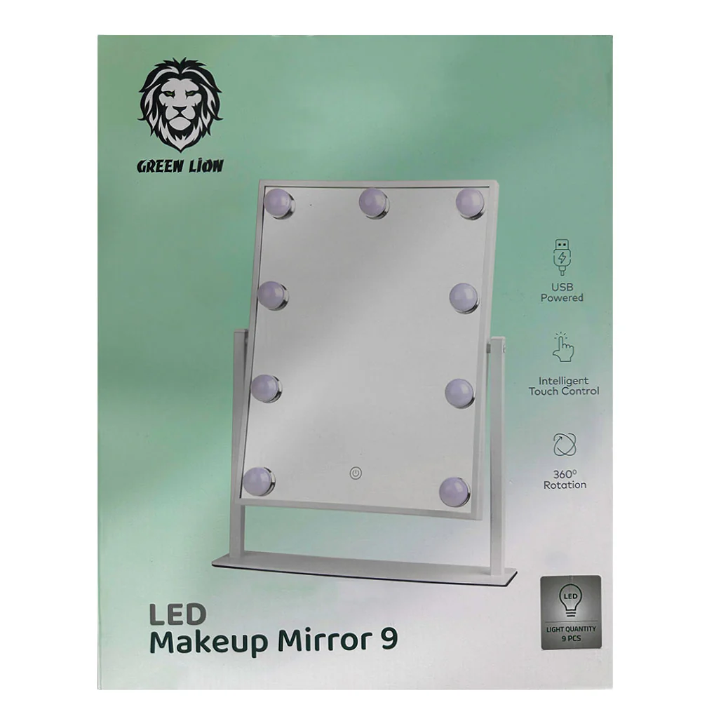 Green Lion GNBR9LEDMIRWH Brightening 9 Led Makeup Mirror - White - Image 2