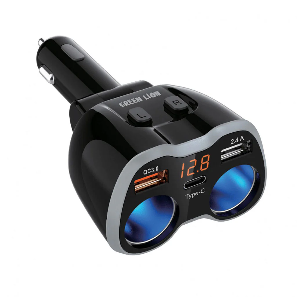 Green Lion GNMULTPCKTBK Multi-Port Car Charger Adapter - Black