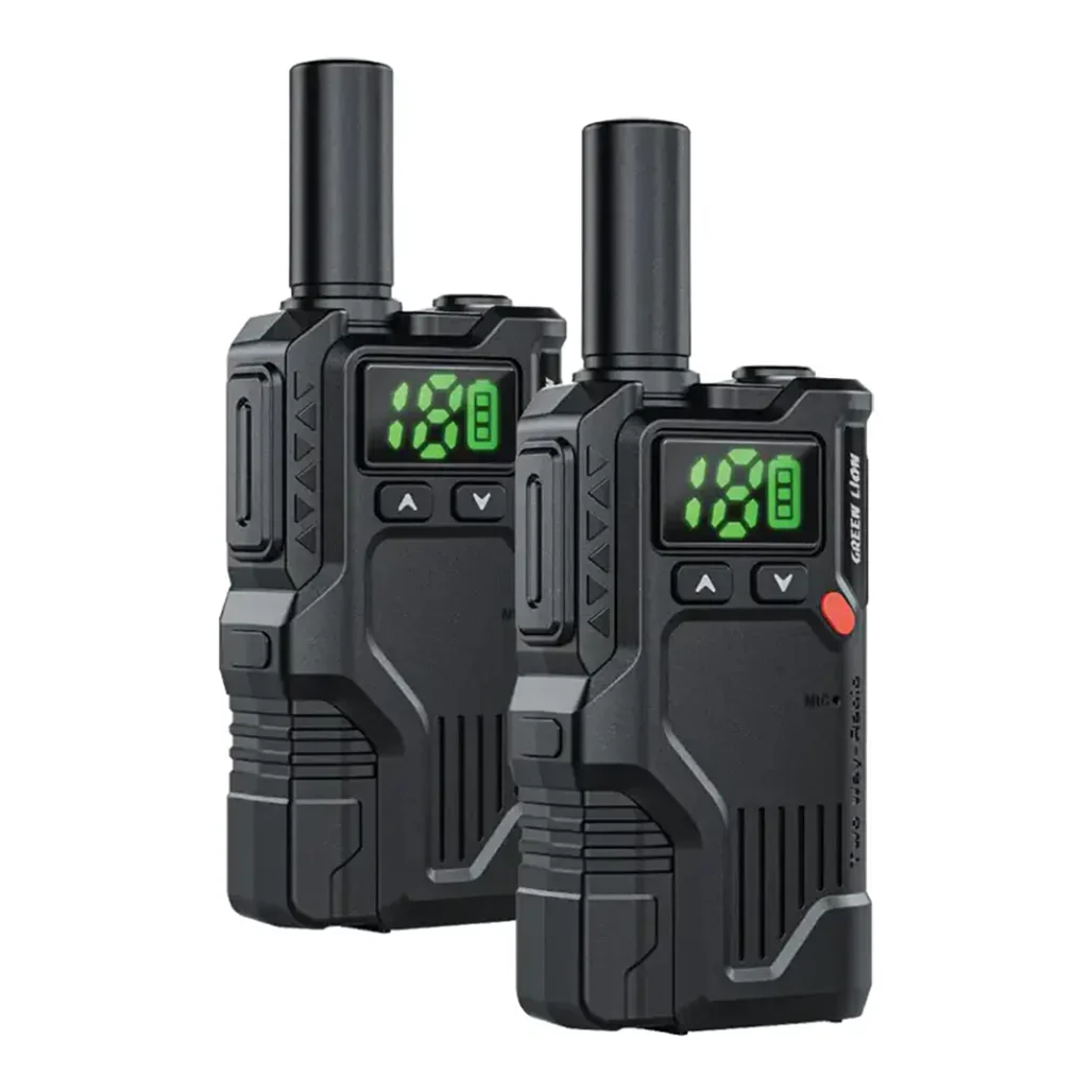 Green Lion GPX600 Long-Range Walkie Talkie – 16-Channel Two-Way Radio, 2500mAh Battery, Type-C Charging – Black