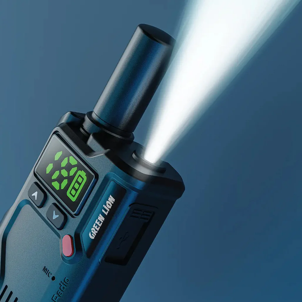 Green Lion GPX600 Long-Range Walkie Talkie – 16-Channel Two-Way Radio, 2500mAh Battery, Type-C Charging – Black - Image 3