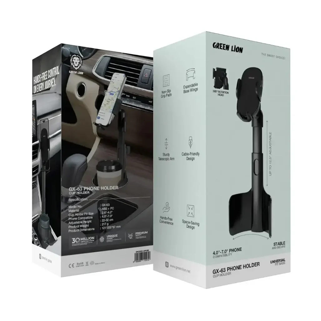 Green Lion GX-63 Magnetic Car Phone Holder & Adjustable Cup Holder Mount - Image 3