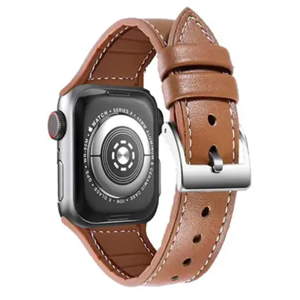 Green Lion Leather Link Watch Strap For Apple Watch 42mm/44mm/45mm - Image 3