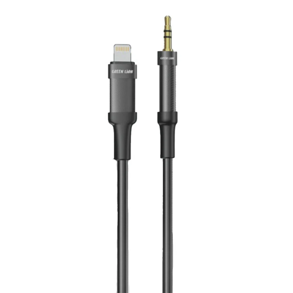 Green Lion Lightning to AUX 1M Braided Cable – Black, High-Quality Audio & Durability for iPhone
