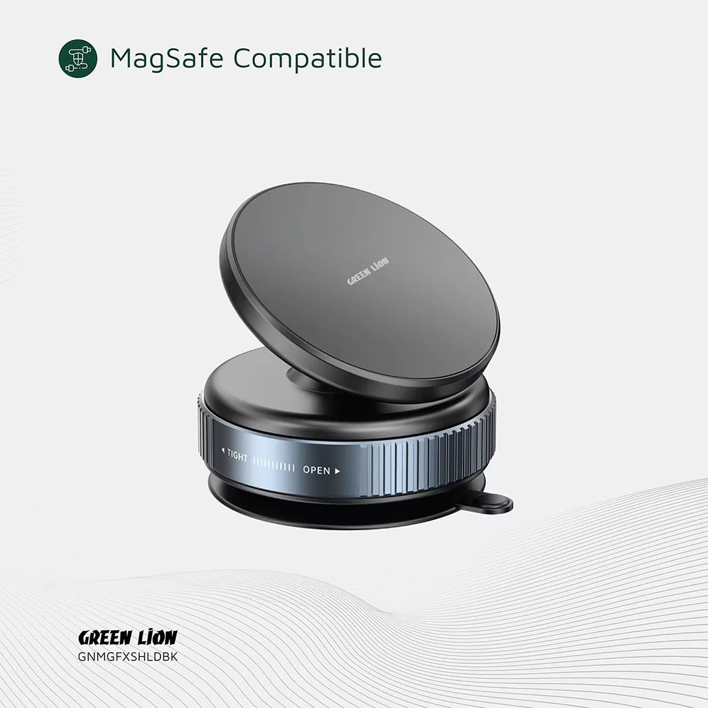Green Lion Magno Flex Magnetic Phone Holder – 10 N52 Magnets, Strong Vacuum Suction, 360° Rotating Mount – Car & Home Use, MagSafe Compatible – Black - Image 5