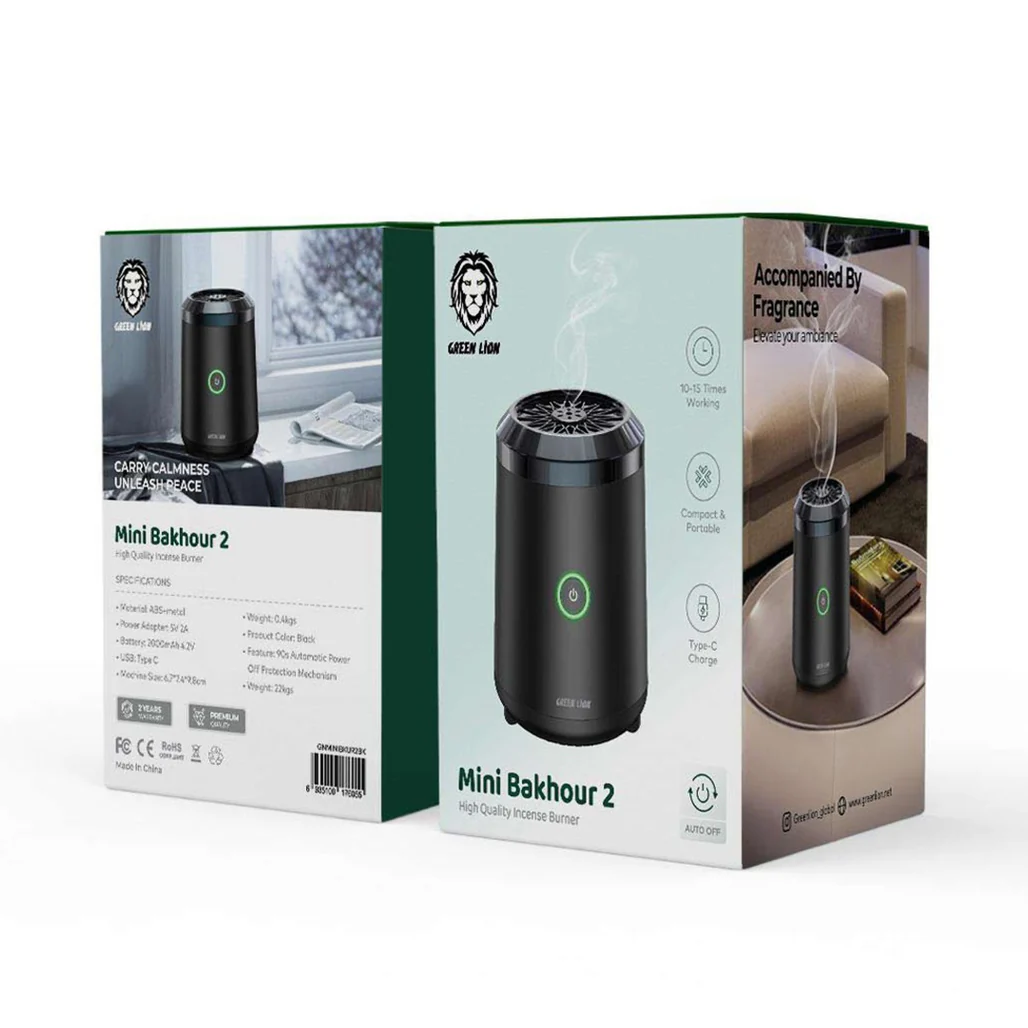 Green Lion Mini Bakhour 2 Incense Burner – Compact, Portable, 2000mAh Battery - Image 2