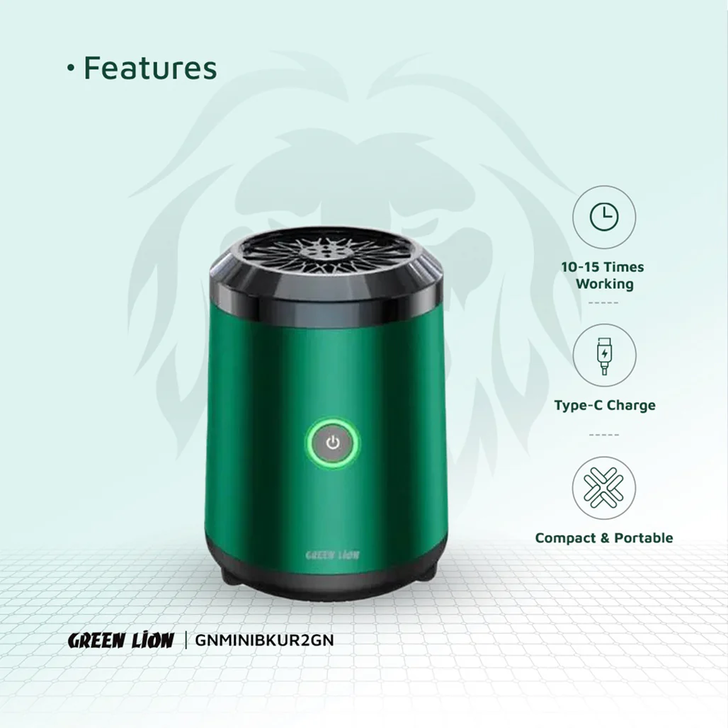 Green Lion Mini Bakhour 2 Incense Burner – Compact, Portable, 2000mAh Battery - Image 5
