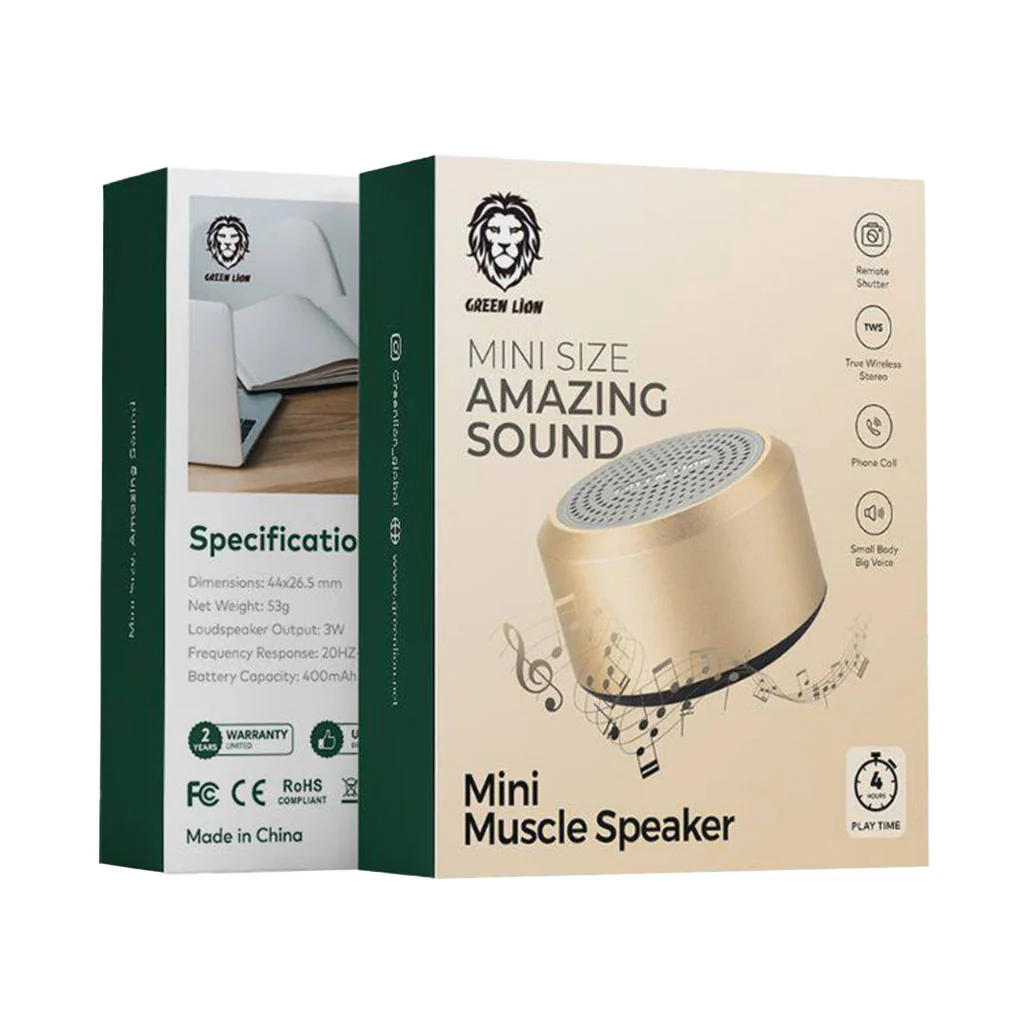 Green Lion Mini Muscle Speaker - Gold - GNMINIMSLSPGD - Image 2